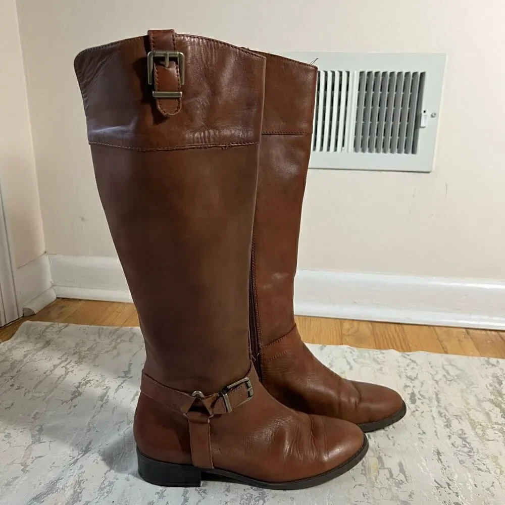 INC International Concepts British tan Leather Riding Boots